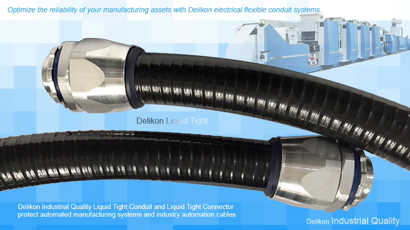 [CN] Delikon gas oil industry SCADA automation control pac PLC wiring metal liquid tight ALUMINIUM CONNECTOR InterLocked metal Liquid Tight Conduit,METAL LIQUID